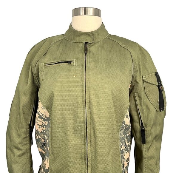 Power Trip Size L Tank Girl Motorcycle Jacket Tactical US Army Green Camo Womens - Picture 2 of 16